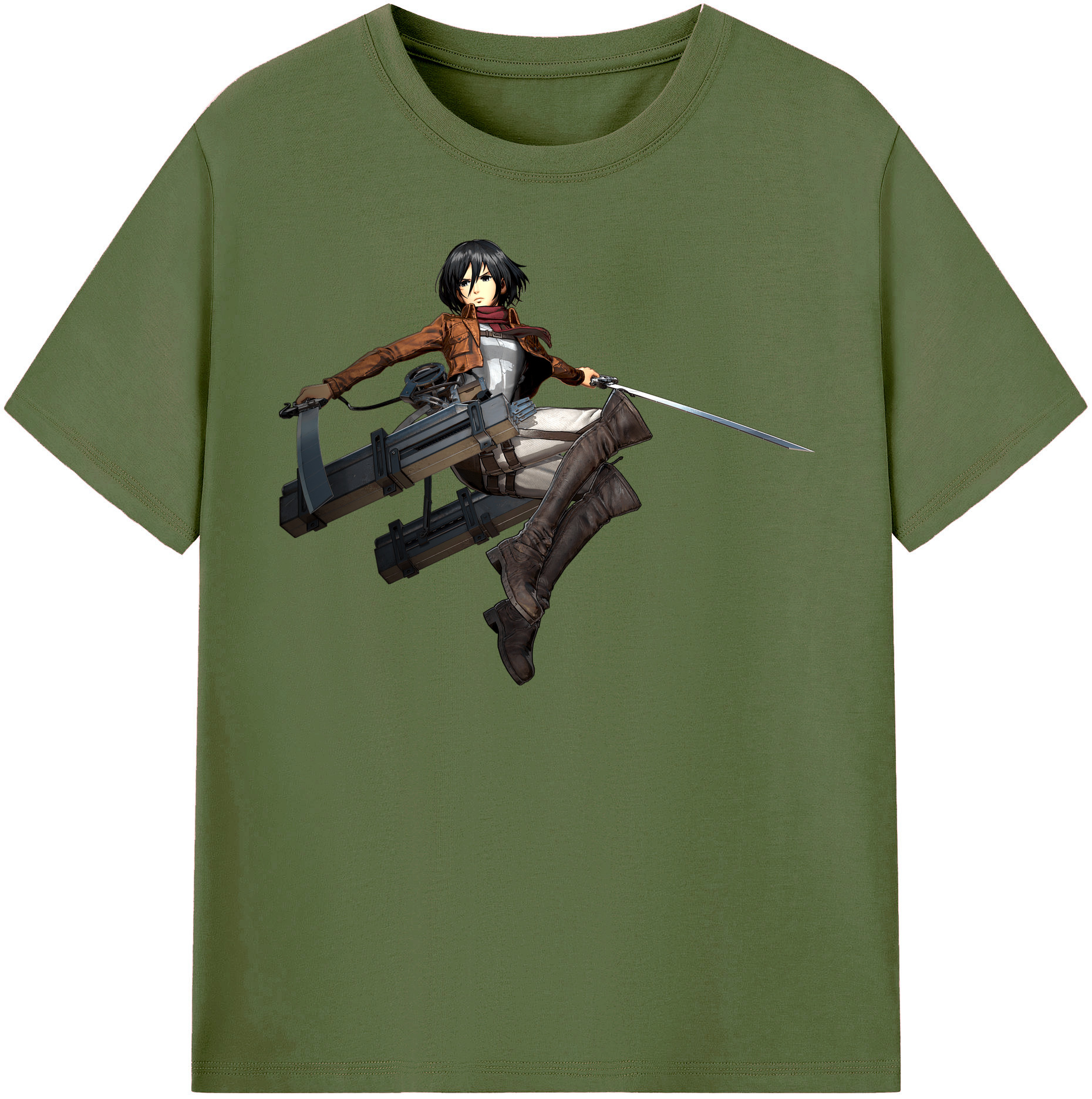 （画像用） 進撃の巨人 ミカサ·アッカーマン Attack on Titan Mikasa Ackerman 綿100％半袖Tシャツ（フロントプリント）